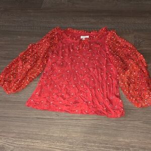 Anthropologie Maeve Red Patterned Blouse